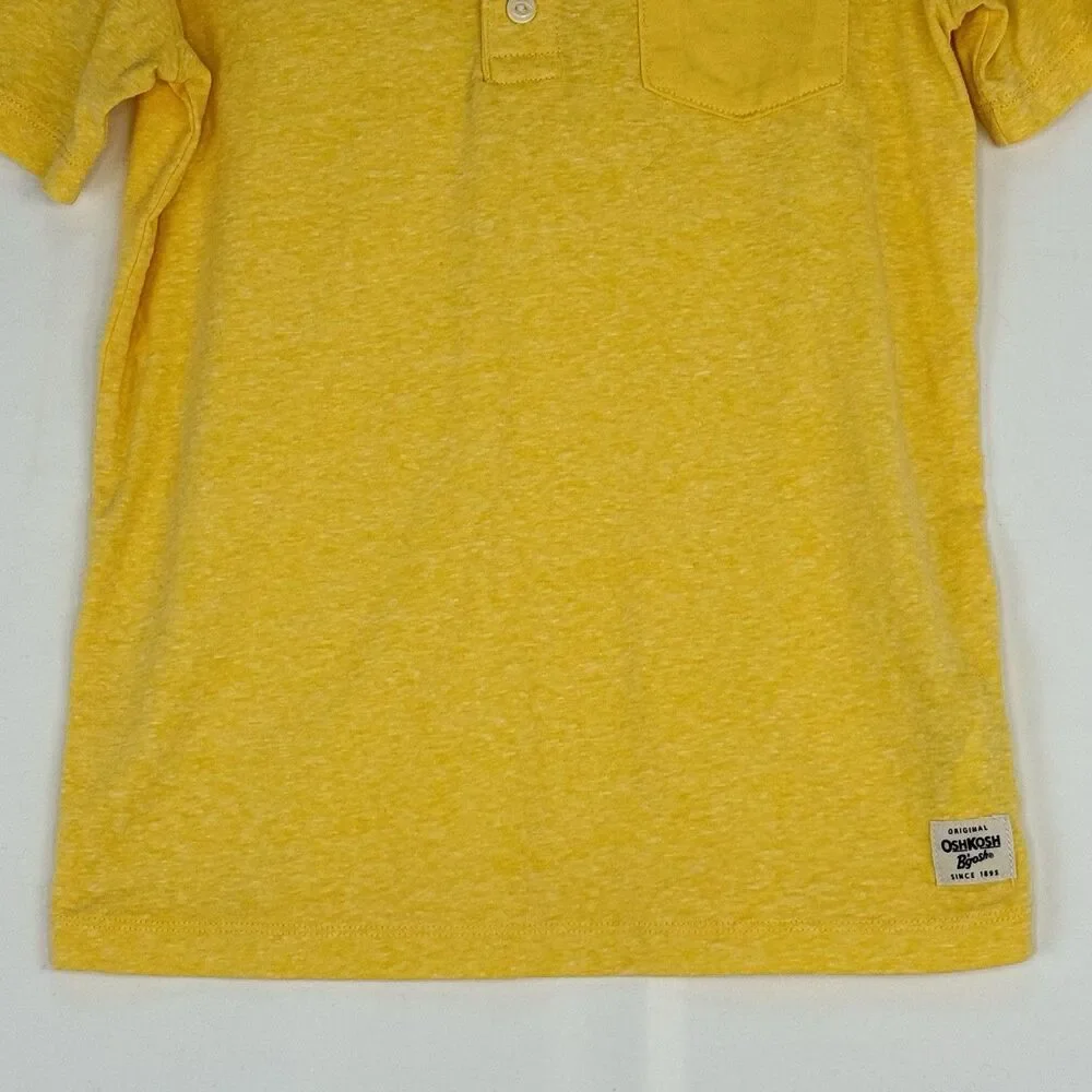 Oshkosh B’Gosh Boy’s Yellow T-Shirt 1/4 Button Soft Comfort Toddler Size 8A